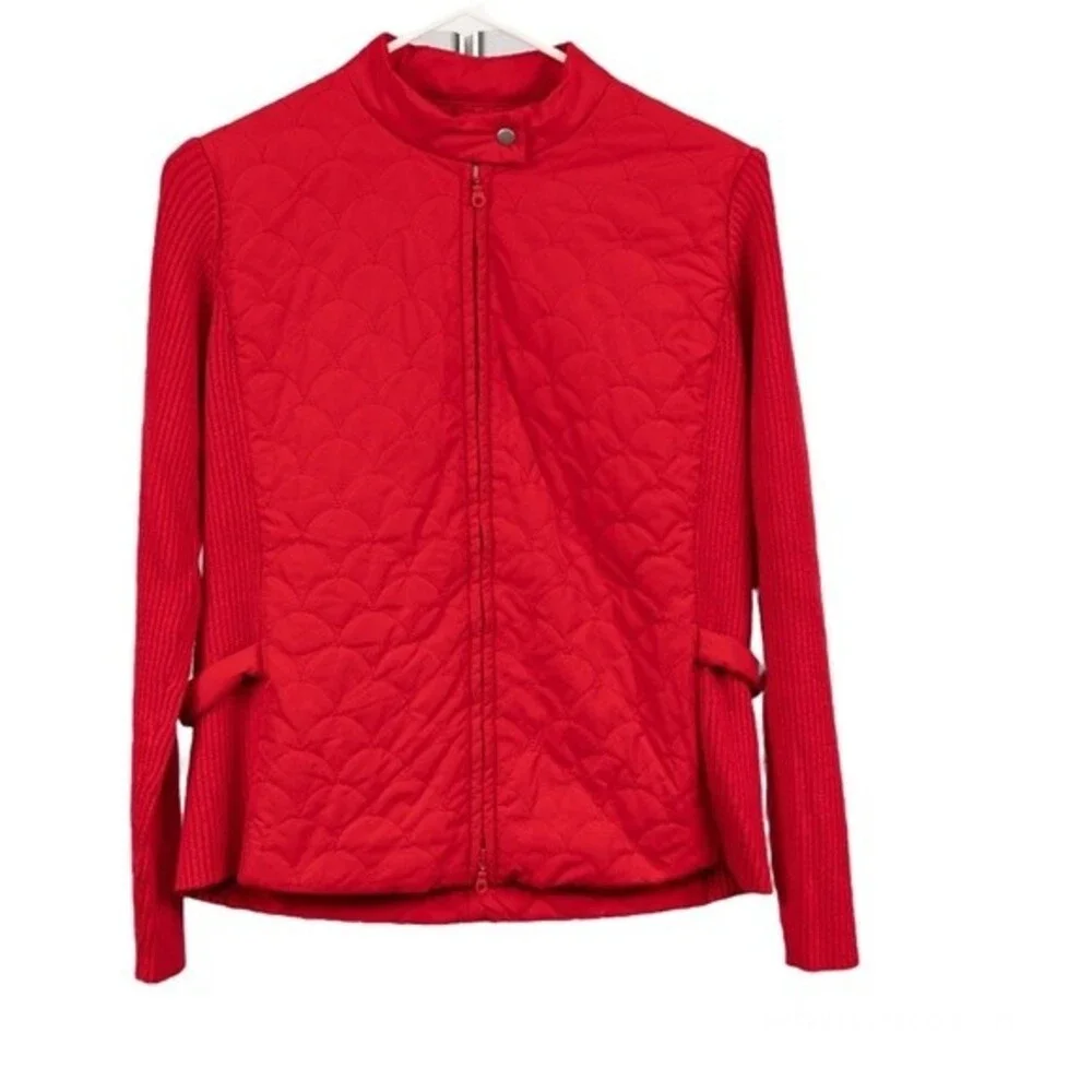 Sigrid Olsen quilted red jacket size S